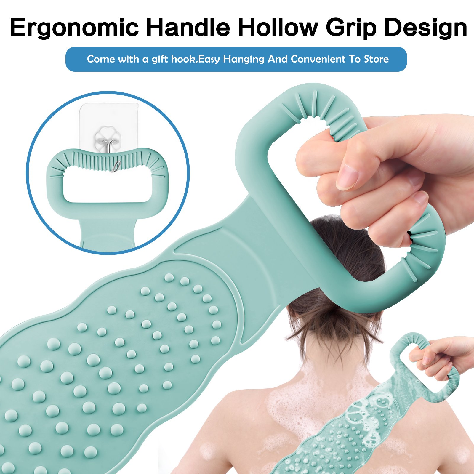 Silicone Back Scrubber for Shower, Lengthen & Soft Back Washer, Bath Body Brush with Handles for Deep Cleaning, Exfoliating and Massaging ( 30-Inch) 148 / 5000 翻译结果