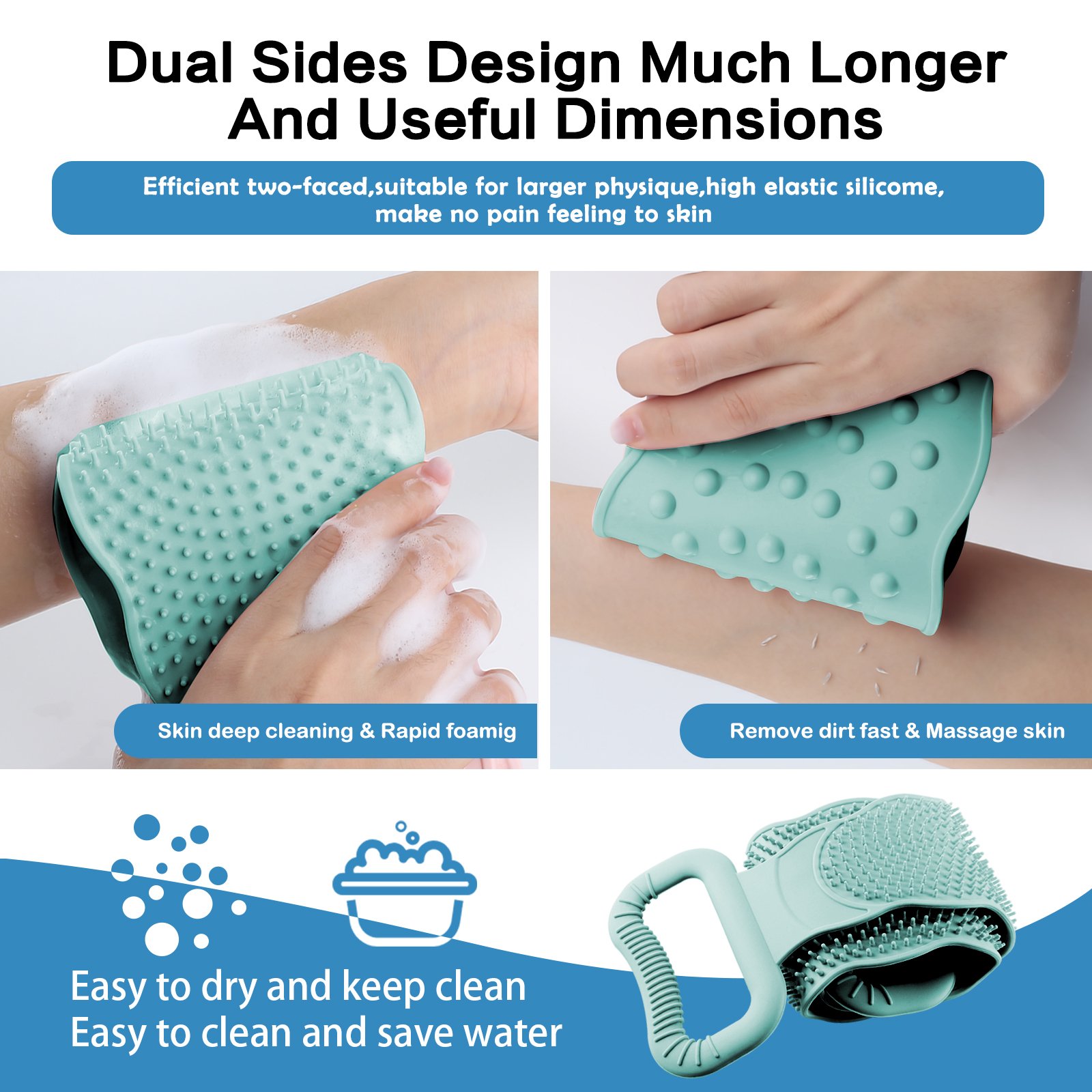 Silicone Back Scrubber for Shower, Lengthen & Soft Back Washer, Bath Body Brush with Handles for Deep Cleaning, Exfoliating and Massaging ( 30-Inch) 148 / 5000 翻译结果