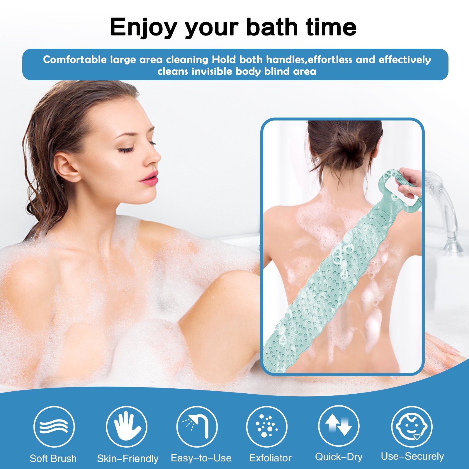 Silicone Back Scrubber for Shower, Lengthen & Soft Back Washer, Bath Body Brush with Handles for Deep Cleaning, Exfoliating and Massaging ( 30-Inch) 148 / 5000 翻译结果