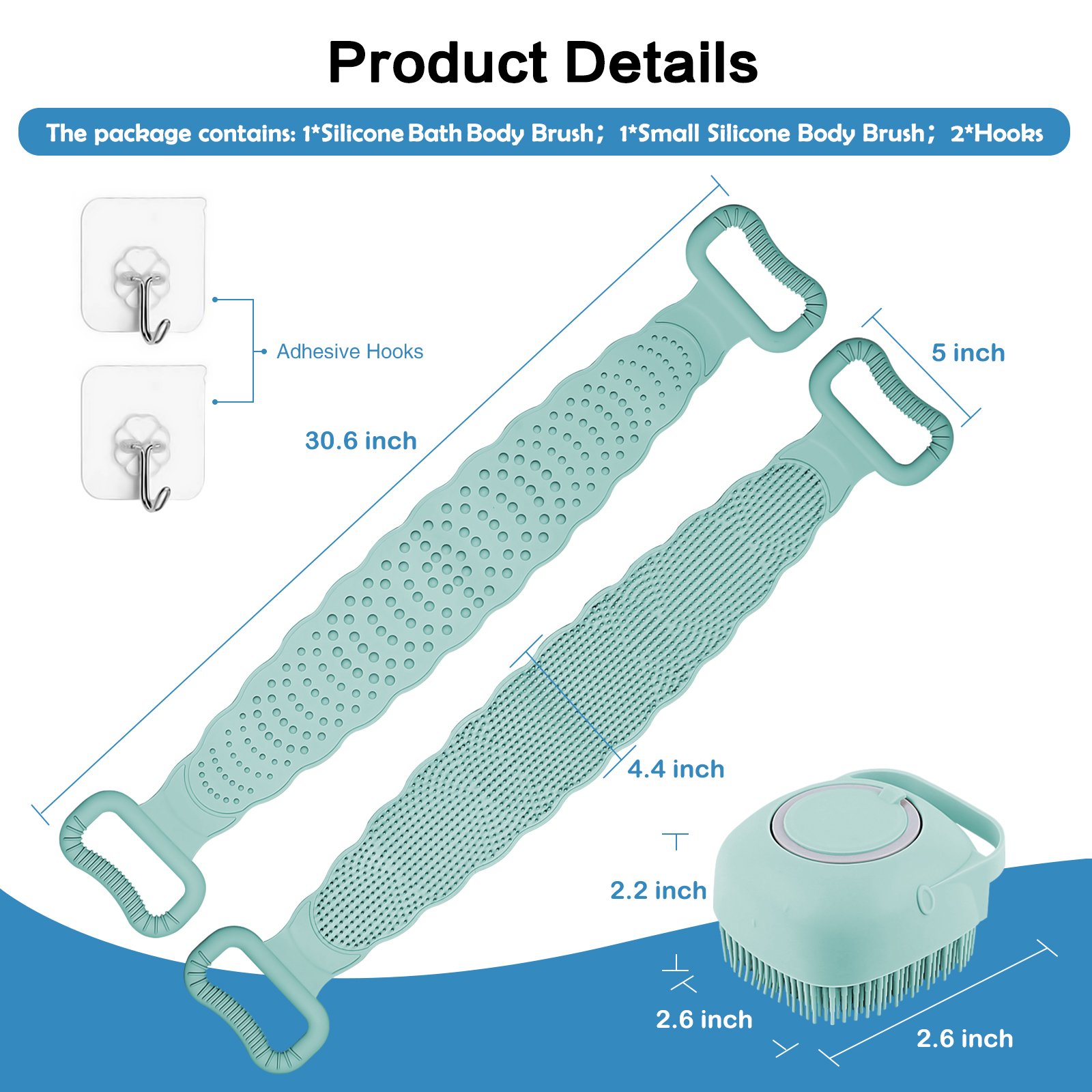 Silicone Back Scrubber for Shower, Lengthen & Soft Back Washer, Bath Body Brush with Handles for Deep Cleaning, Exfoliating and Massaging ( 30-Inch) 148 / 5000 翻译结果