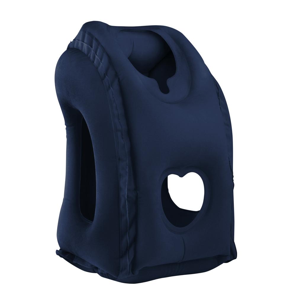 Sunany Inflatable Neck Pillow Used for Airplanes/Cars/Buses/Trains/Office Napping with Free Eye Mask/Earplugs , Small