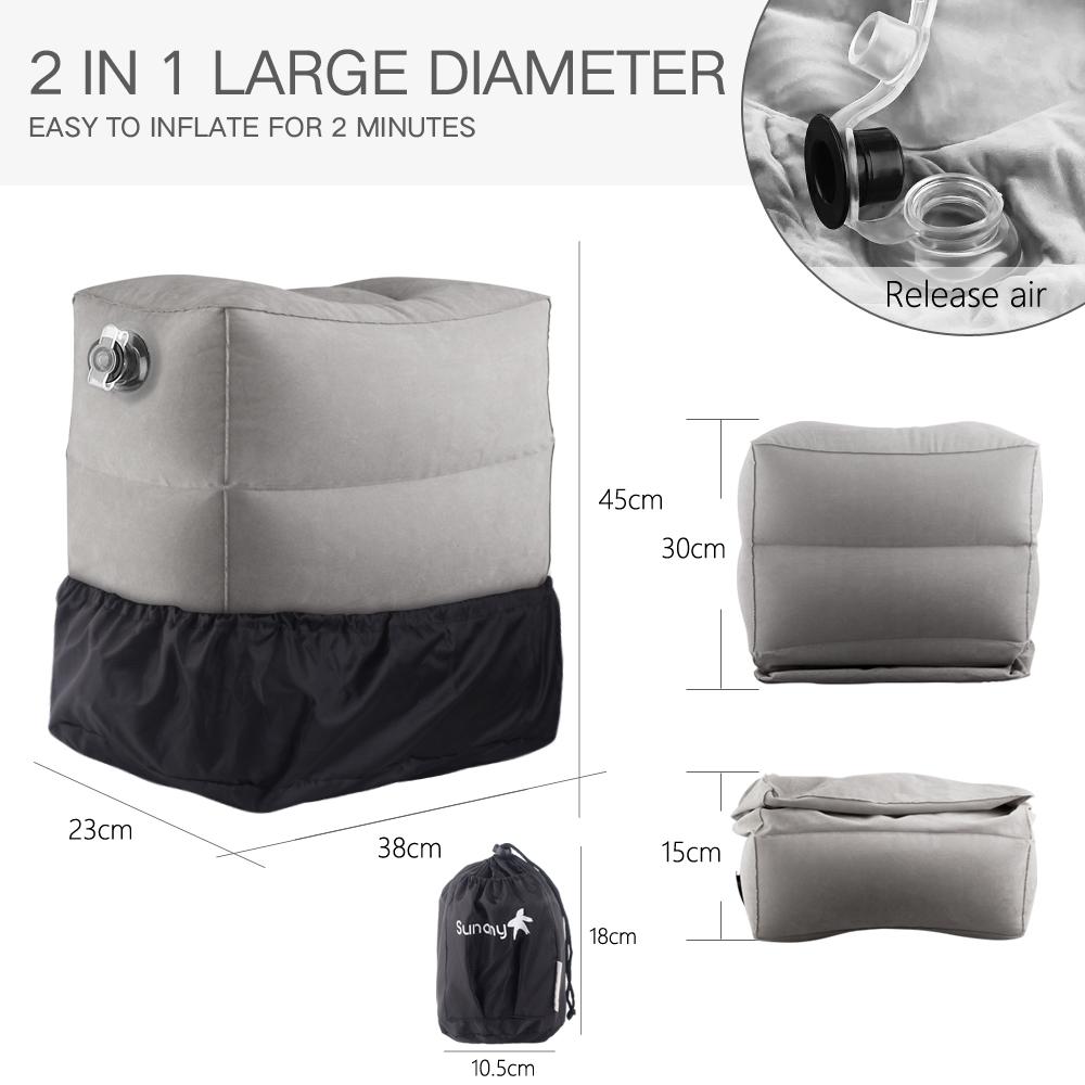 Sunany Inflatable Foot Rest Pillow for Travel, Kids/Adults Airplane Travel Pillow-Adjustable Height Cushions,for Kids to Sleep While Traveling,Suitable for Office, Home and Any Travel